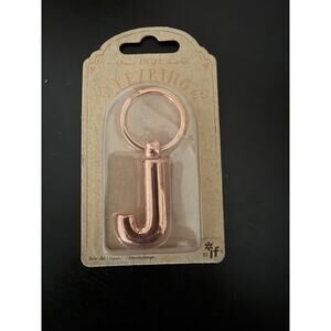 IF Metal Letter Keyring Personalised Alphabet Letters - Rose Gold - J